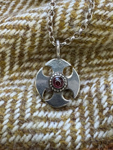 Load image into Gallery viewer, Thirsk style Anglo Saxon cross pendant with Garnet