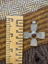 Load image into Gallery viewer, Unique "Saint Drostan's" Pictish cross pendant in sterling silver Amber