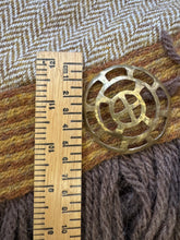Load image into Gallery viewer, Frankish openwork belt mount in brass. Sunwheel?