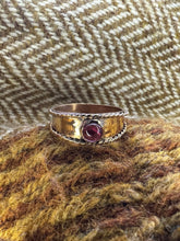 Load image into Gallery viewer, Anglo Saxon style Sterling Silver Ring with Garnet UK Size T
