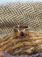 Load image into Gallery viewer, Anglo Saxon style Sterling Silver Ring with Garnet UK Size Q