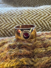 Load image into Gallery viewer, Anglo Saxon style Sterling Silver Ring with Garnet UK Size Q
