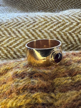 Load image into Gallery viewer, Anglo Saxon style Sterling Silver Ring with Garnet UK Size Q