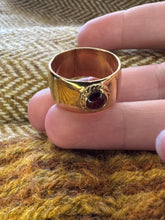 Load image into Gallery viewer, Anglo Saxon style Sterling Silver Ring with Garnet UK Size Q