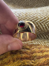 Load image into Gallery viewer, Anglo Saxon style Sterling Silver Ring with Garnet UK Size Q