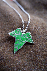 Ivy Leaf Pendant with Enamel - Bronze or Silver