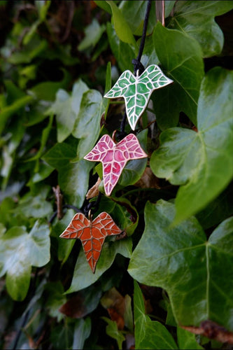 Ivy Leaf Pendant with Enamel - Bronze or Silver