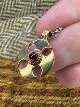 Load image into Gallery viewer, Thirsk style Anglo Saxon cross pendant with Garnet