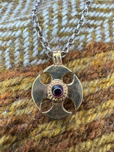 Load image into Gallery viewer, Thirsk style Anglo Saxon cross pendant with Garnet