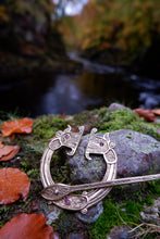 Load image into Gallery viewer, Large Pictish Penninular Brooch - St Ninians Isle Dragon in Silver or Bronze