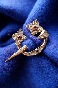 Loch Glashan Pennanular Brooch in Sterling Silver or Bronze and Amber
