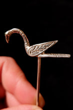 Load image into Gallery viewer, Bird Pin with Emerald Eyes Based on a find from the Galloway Hoard - Silver