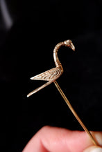 Load image into Gallery viewer, Bird Pin with Emerald Eyes Based on a find from the Galloway Hoard - Silver