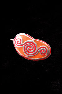 Pictish Brooch with a Swirly Pattern and Enamel - Sterling Silver