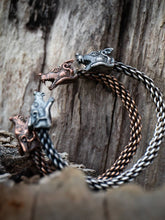 Load image into Gallery viewer, Wolf Headed Braided Bracelet or torc