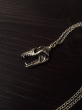 Load image into Gallery viewer, Wolf skull pendant in sterling silver or bronze. Hand made in Scotland