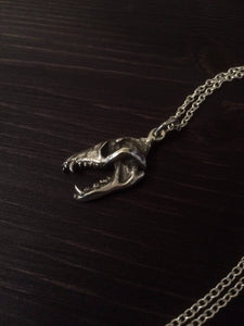 Wolf skull pendant in sterling silver or bronze. Hand made in Scotland