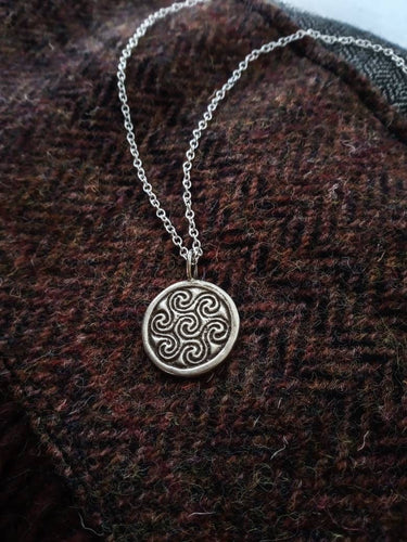 Aberlemno Pictish Stone Swirl Pendant in Silver