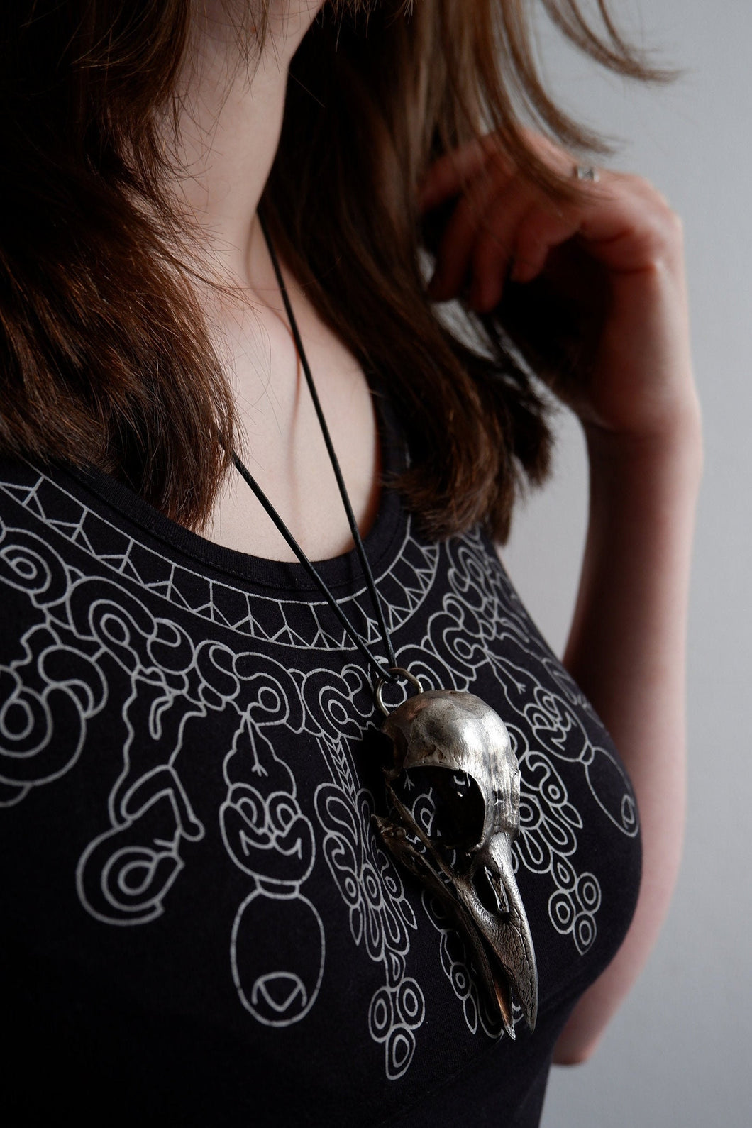 Heavy Sterling Silver or Bronze Crow Skull. Cast from a Real Skull!