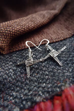 Load image into Gallery viewer, St Brigid&#39;s Cross Earrings in Sterling Silver made in Scotland