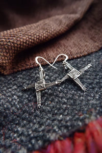 St Brigid's Cross Earrings in Sterling Silver made in Scotland