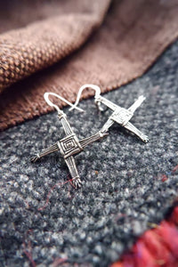 St Brigid's Cross Earrings in Sterling Silver made in Scotland